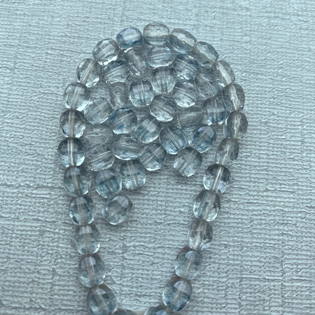 Light Blue Domed Faceted Czech Glass Beads (6mm) (BCG13)
