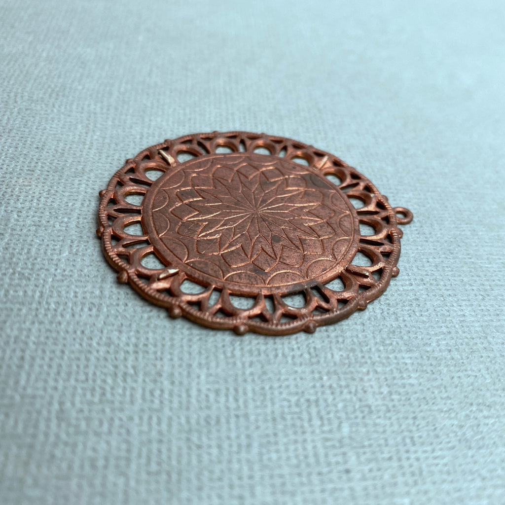 Vintage Copper Round Filigree Metal Pendants (MP51)