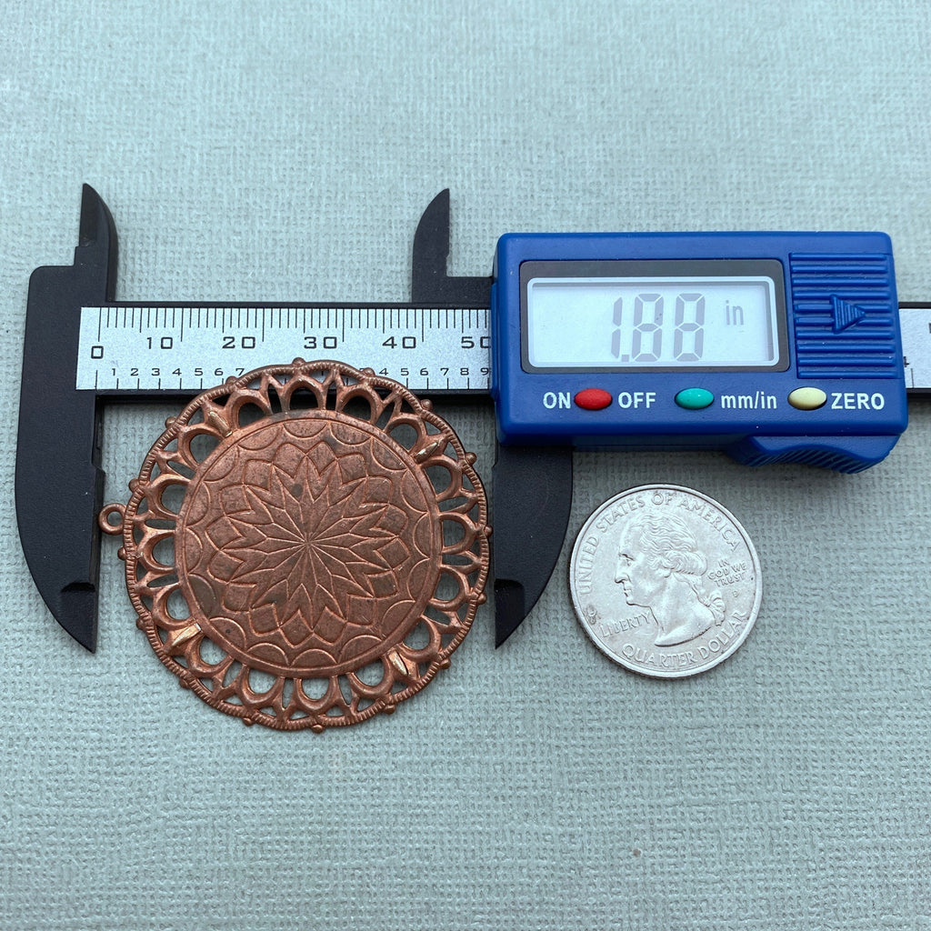 Vintage Copper Round Filigree Metal Pendants (MP51)