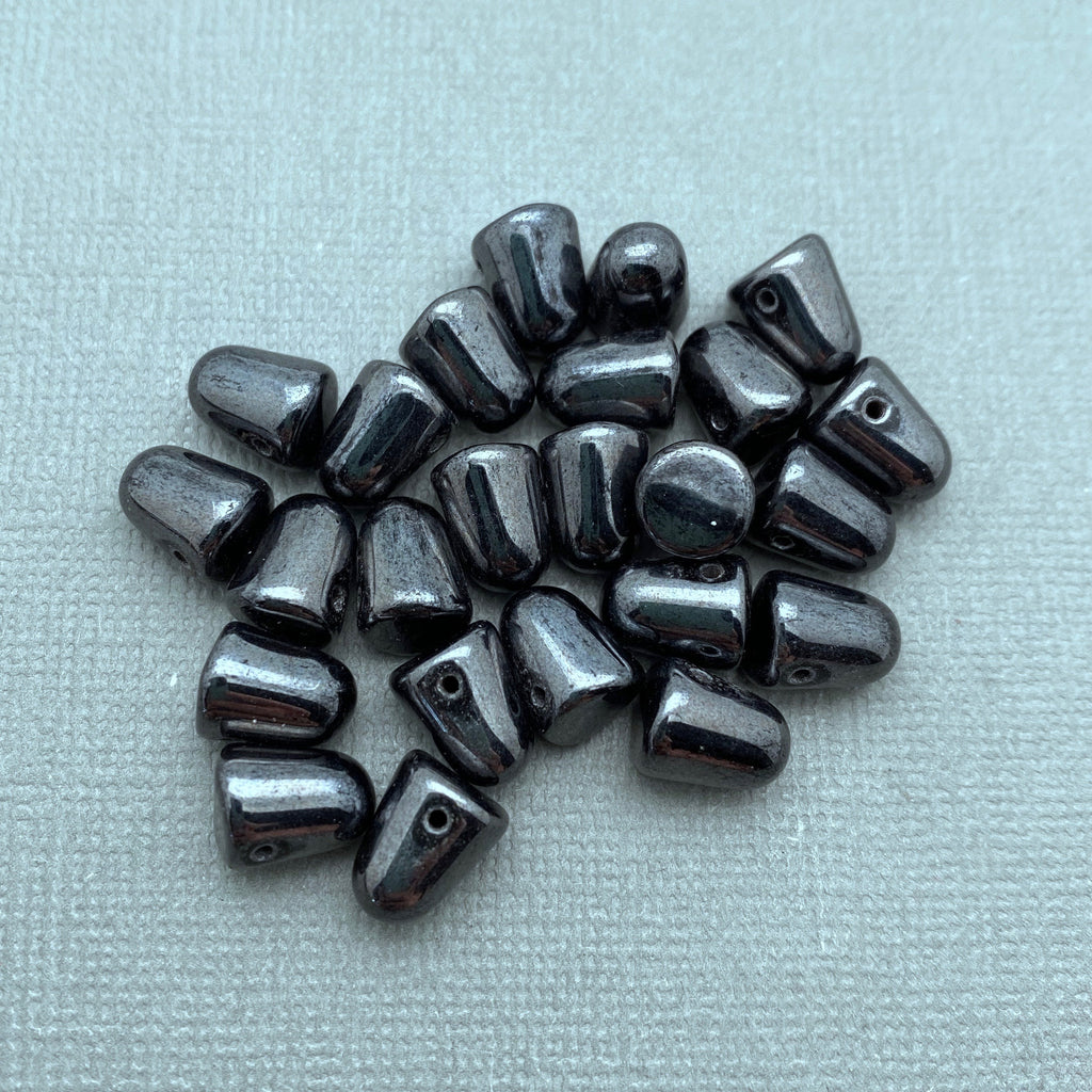 Shiny Gunmetal/Dark Gray Gumdrop Czech Glass Beads (7x10mm) (SCG82)