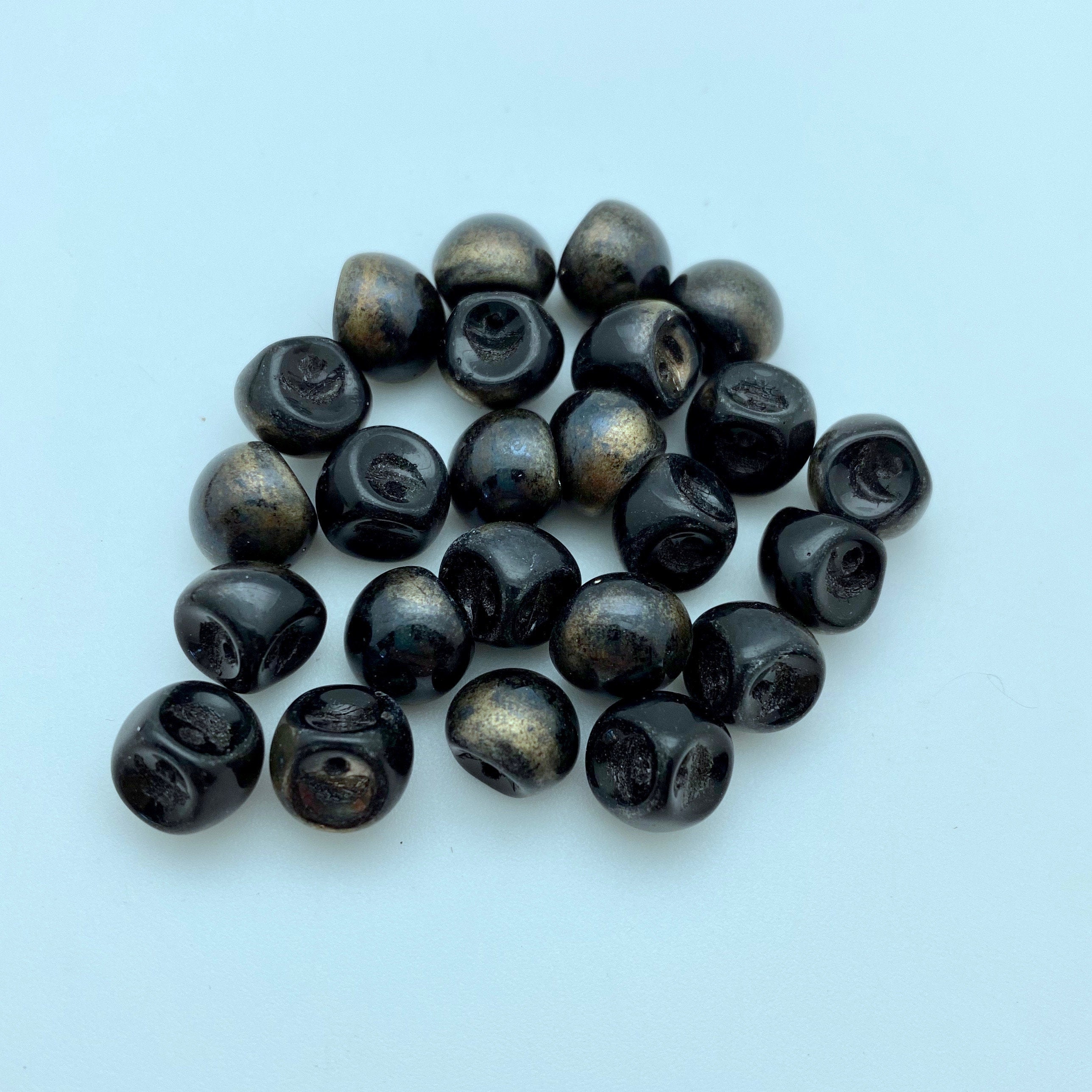 Shiny Black With Hints Of Gold Czech Glass Mushroom Beads (8mm) (SCG94 –  The Mod Ant