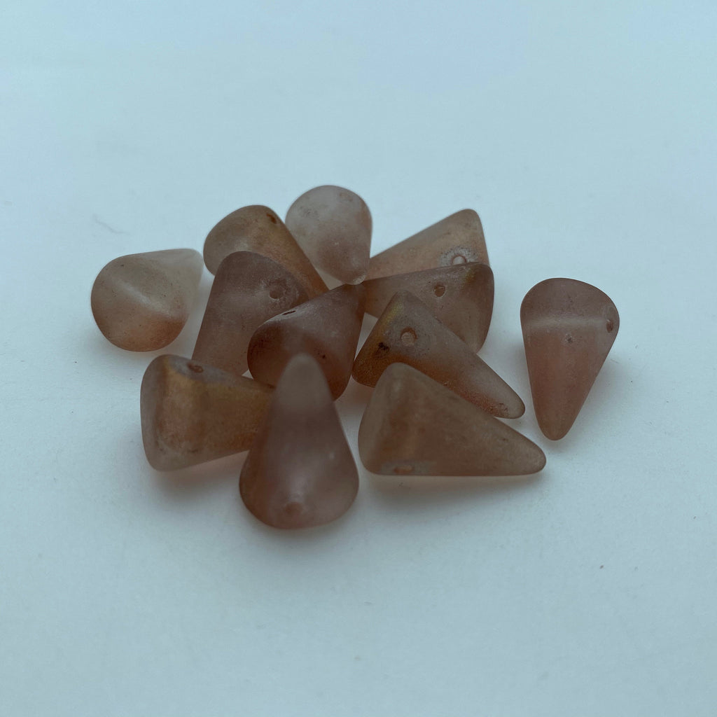 Blush Pink Frosted Czech Glass Spike Beads (11x18mm) (SCG112)