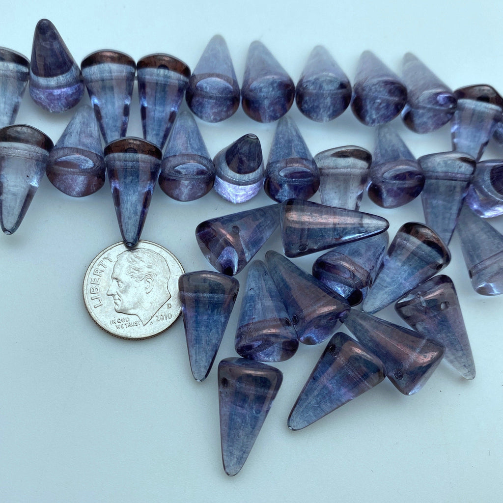 Purple Translucent Czech Glass Spike Beads (11x18mm) (SCG114)