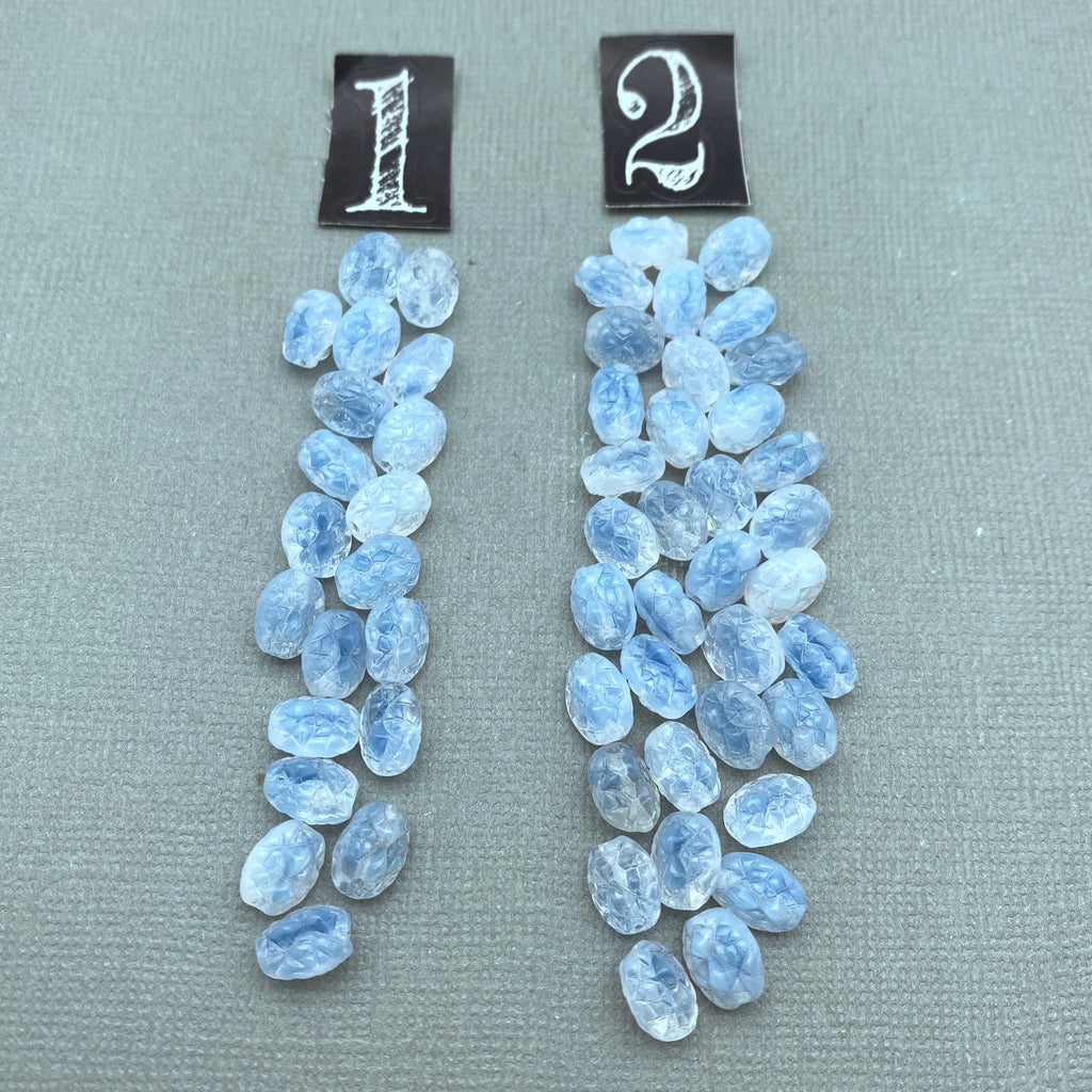 Vintage Intricately Detailed Milky Blue & White West German Beads (6x9mm) (BGG10)