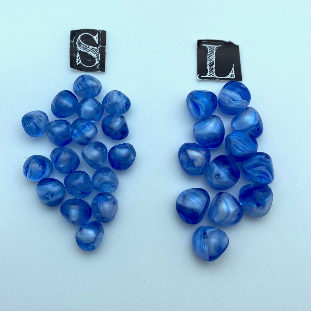 Vintage Electric Blue & White Off Round West German Beads (2 Variations) (BGG15)