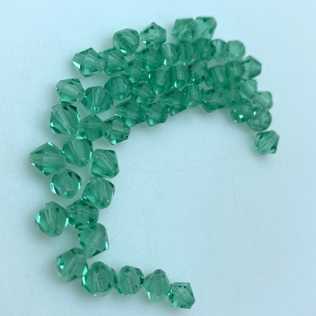Vintage Transparent Persian Green Czech Bicone Glass Beads (5mm) (GCG100)
