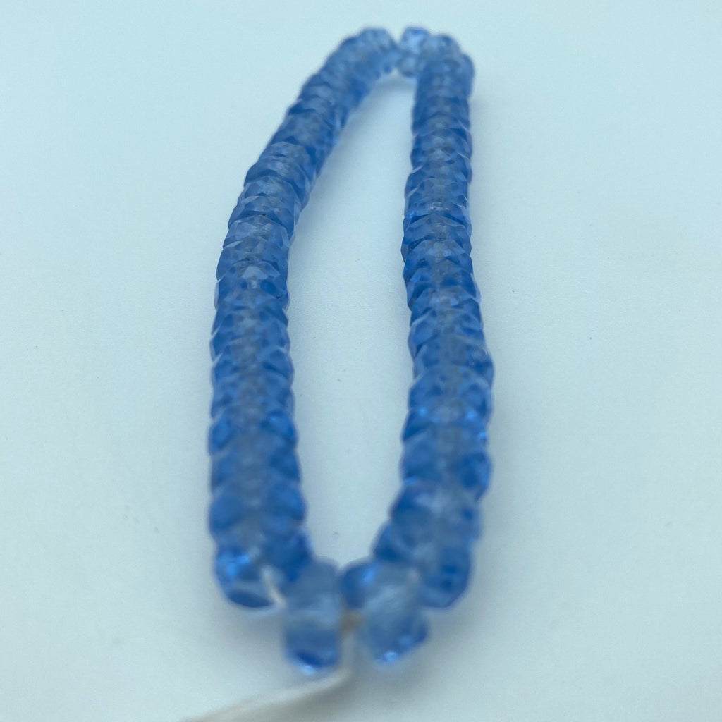 Carolina Blue Faceted Czech Glass Rondelle Beads (3x6mm) (BCG8)
