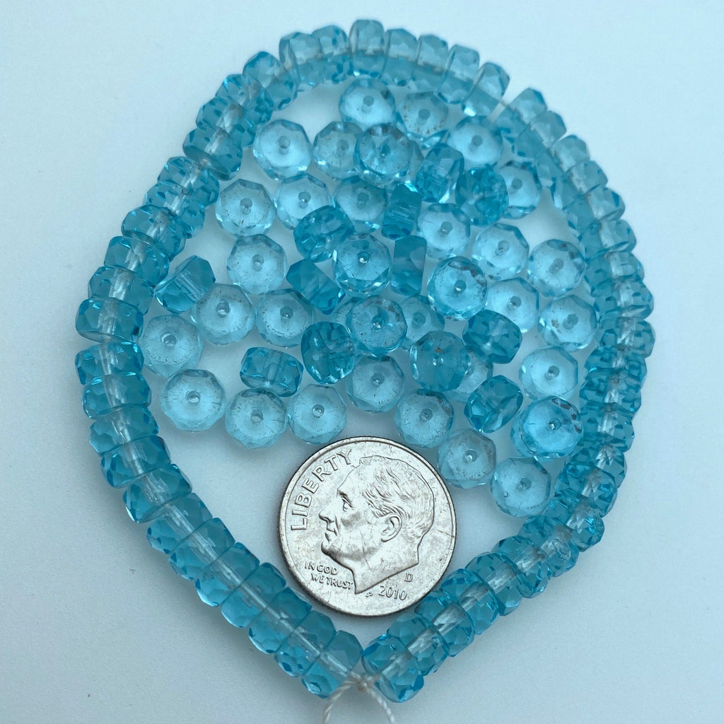 Baby Blue Faceted Czech Glass Rondelle Beads (3x6mm) (BCG10)