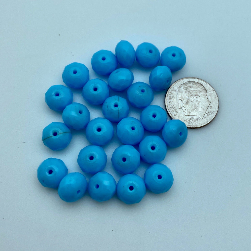 Baby Blue Faceted Rondelle Czech Glass Beads (6x8mm) (BCG18)