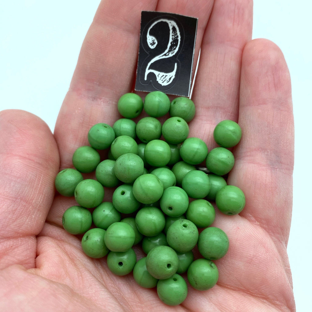 Vintage Crocodile Green Japanese Spacer Beads (7mm) (GJG6)