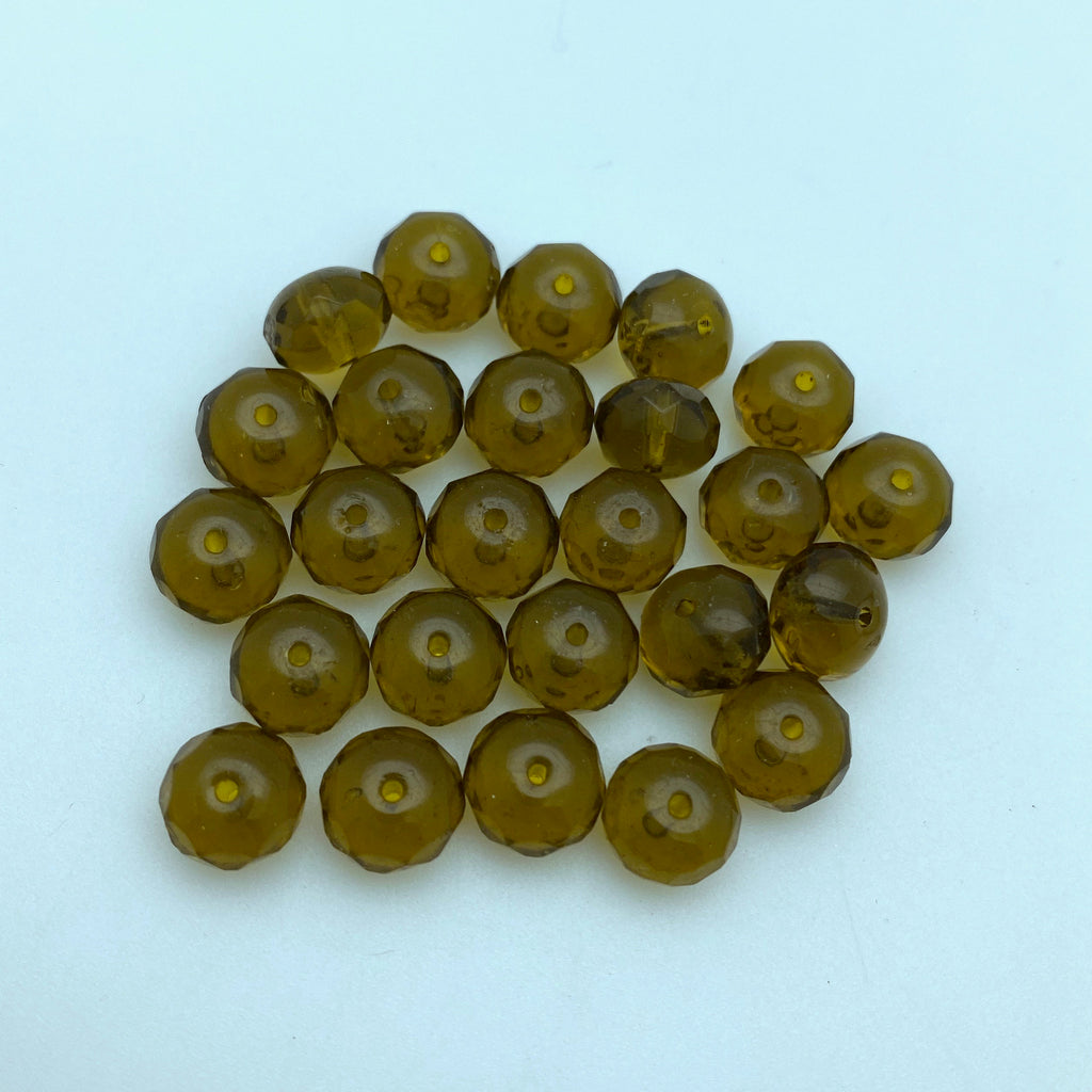 Faceted Translucent Army Green Czech Glass Beads (6x9mm) (GCG93)