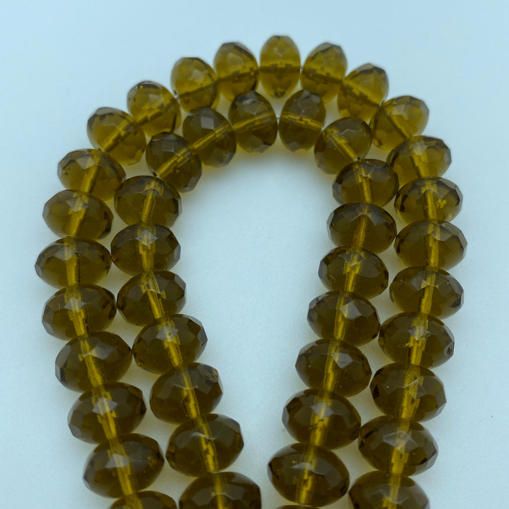 Faceted Translucent Army Green Czech Glass Beads (6x9mm) (GCG93)