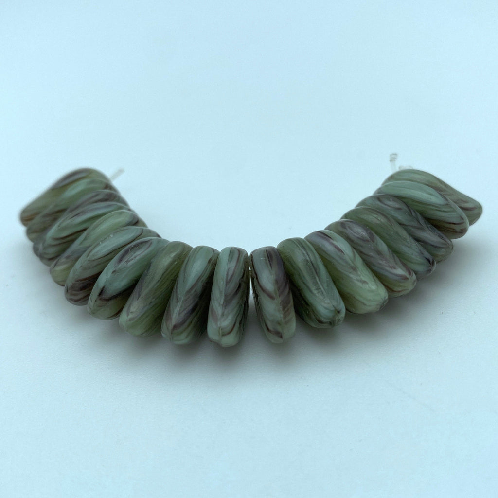 Opaque Jade Green Leaf Czech Top Drilled Glass Beads (4x9mm) (GCG94)