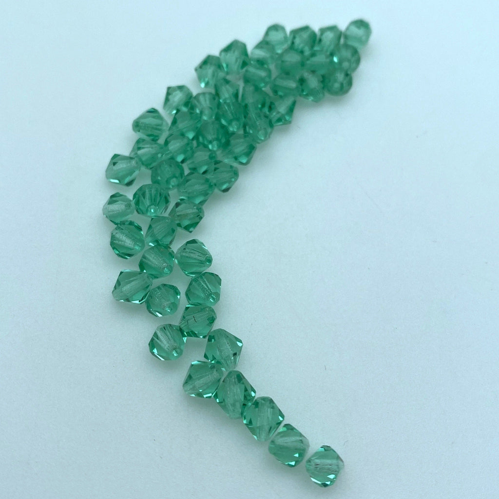 Vintage Transparent Persian Green Czech Bicone Glass Beads (5mm) (GCG100)