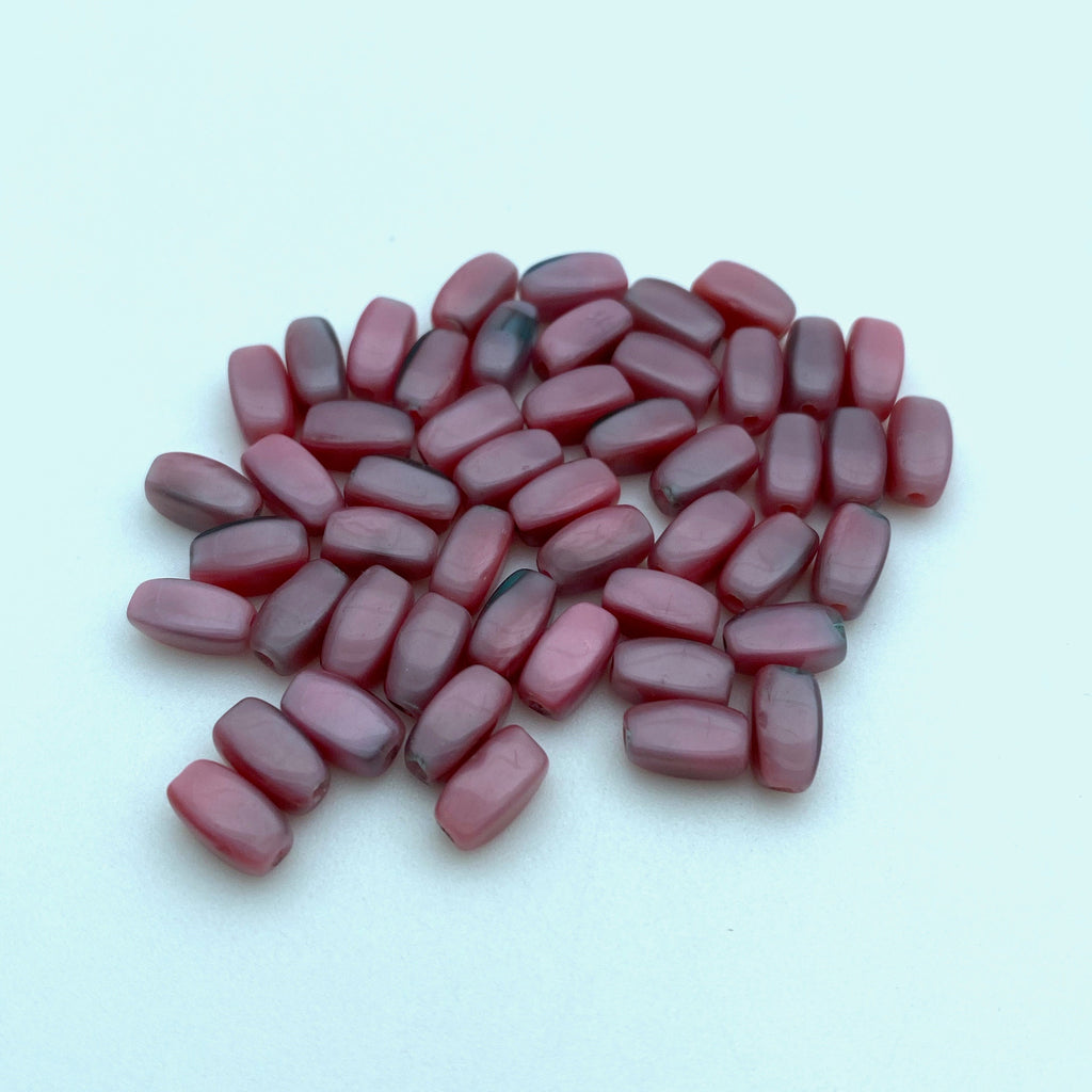 Vintage Rouge Pink With Hints of Gray/UV Green Czech Glass Beads (4x8mm) (PCG1)