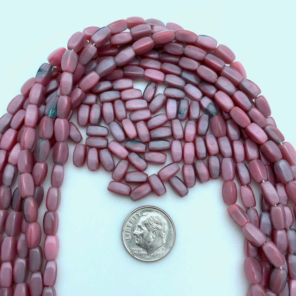 Vintage Rouge Pink With Hints of Gray/UV Green Czech Glass Beads (4x8mm) (PCG1)
