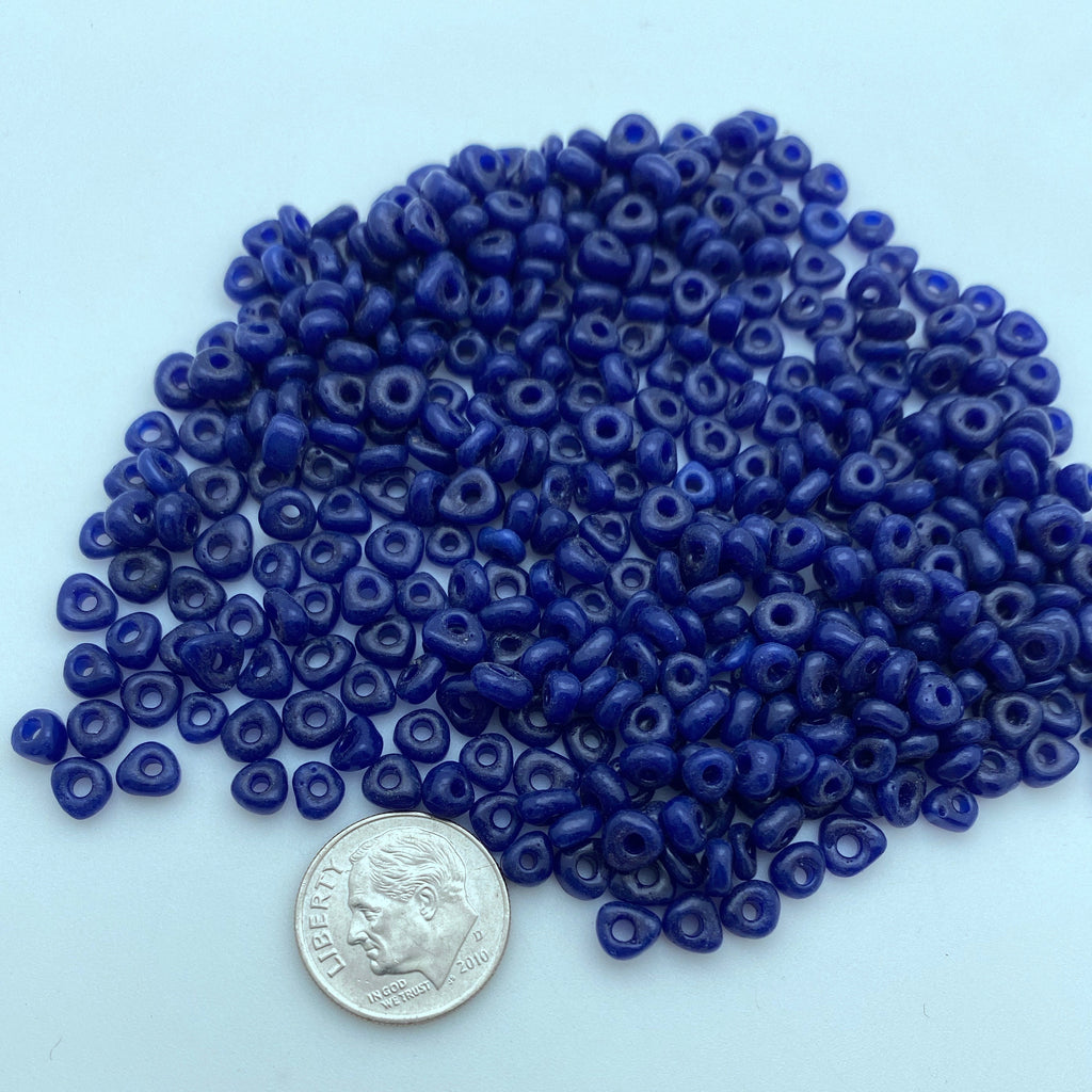 Vintage Navy Blue Non-Symmetrical Czech Glass Chip Beads (Approx. 5mm) (BCG109)
