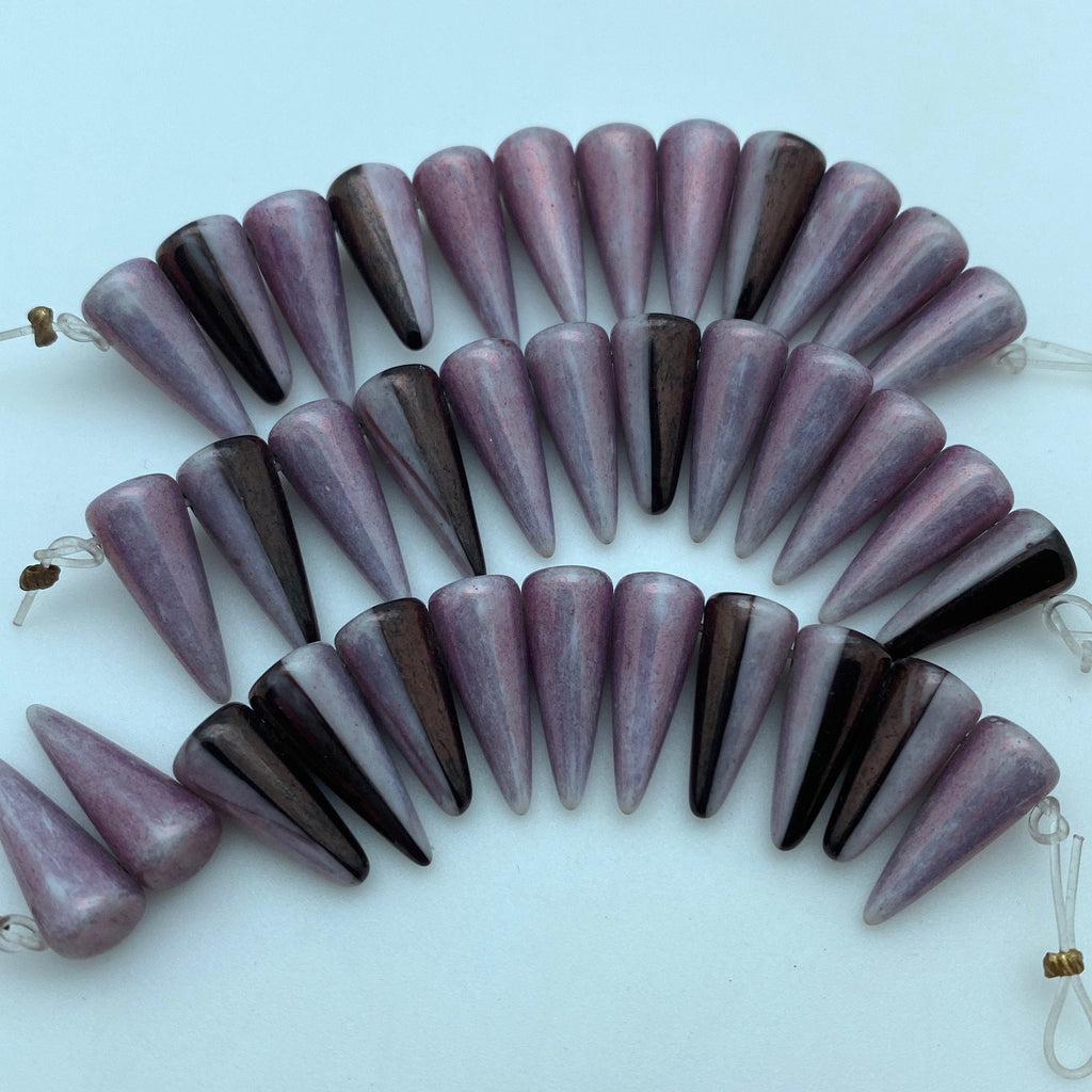 Lilac Grape Purple Lavender Czech Glass Tulip Flower Beads 16x11mm
