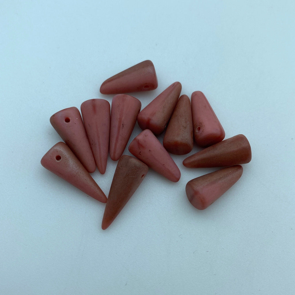 Rosewood Pink Matte Finish Czech Glass Spike Beads (7x17mm) (SCG128)