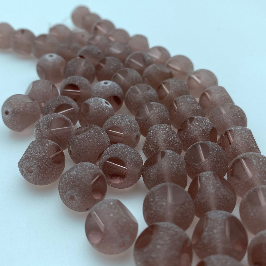 Light Purple Frosted Round Table Cut Czech Glass Beads (12mm) (SCG137)