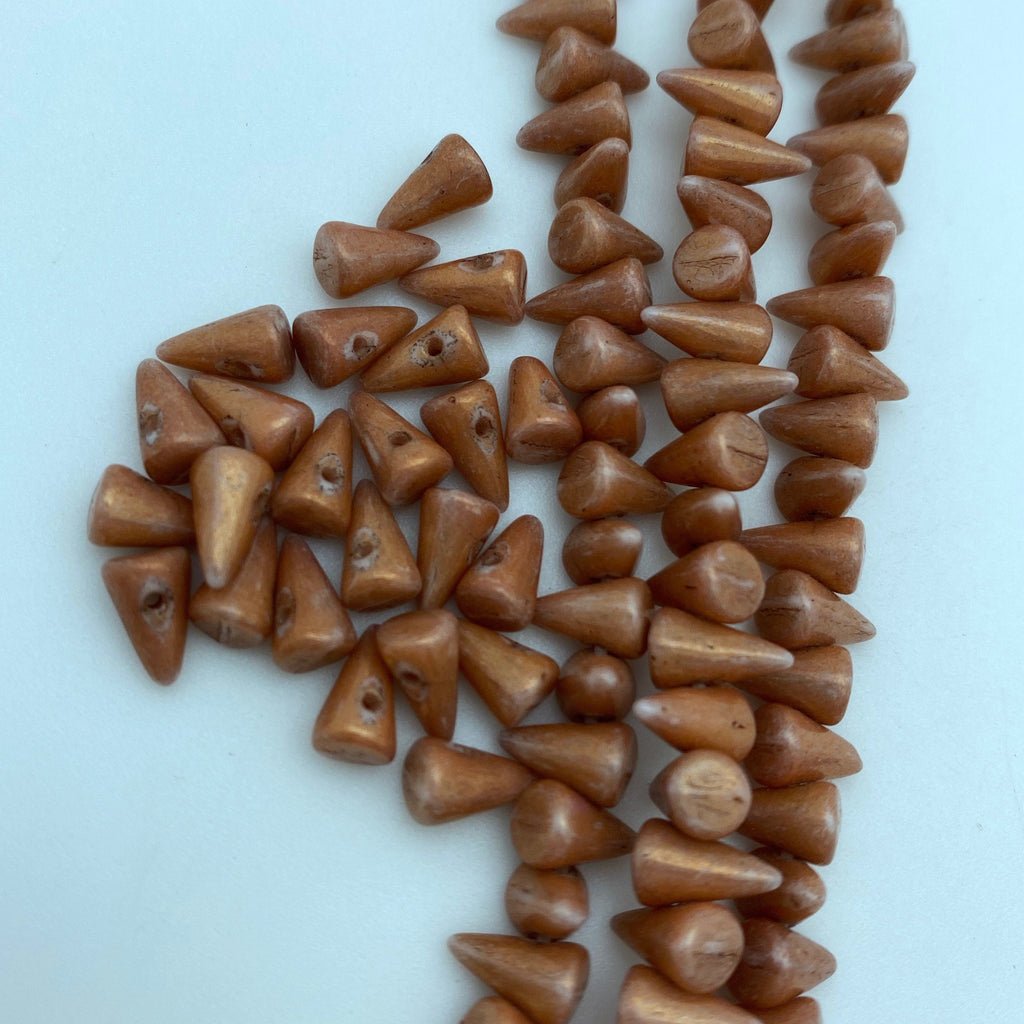 Fire Polished Almond Brown Czech Glass Spike Beads (5x8mm) (SCG145)