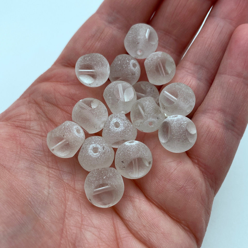 Clear Frosted Round Table Cut Czech Glass Beads (12mm) (SCG169)