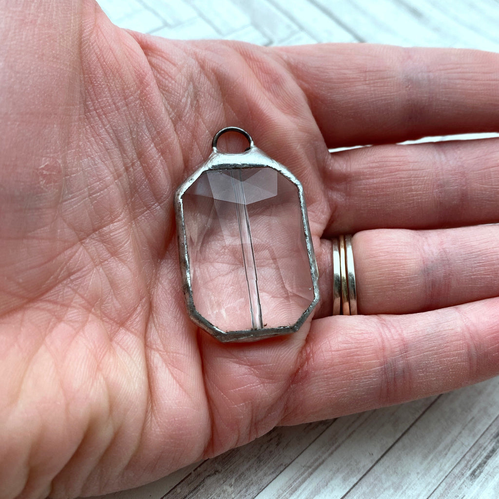 Clear Rectangular Soldered Glass Pendant (Available in 2 Options) (SGP93)
