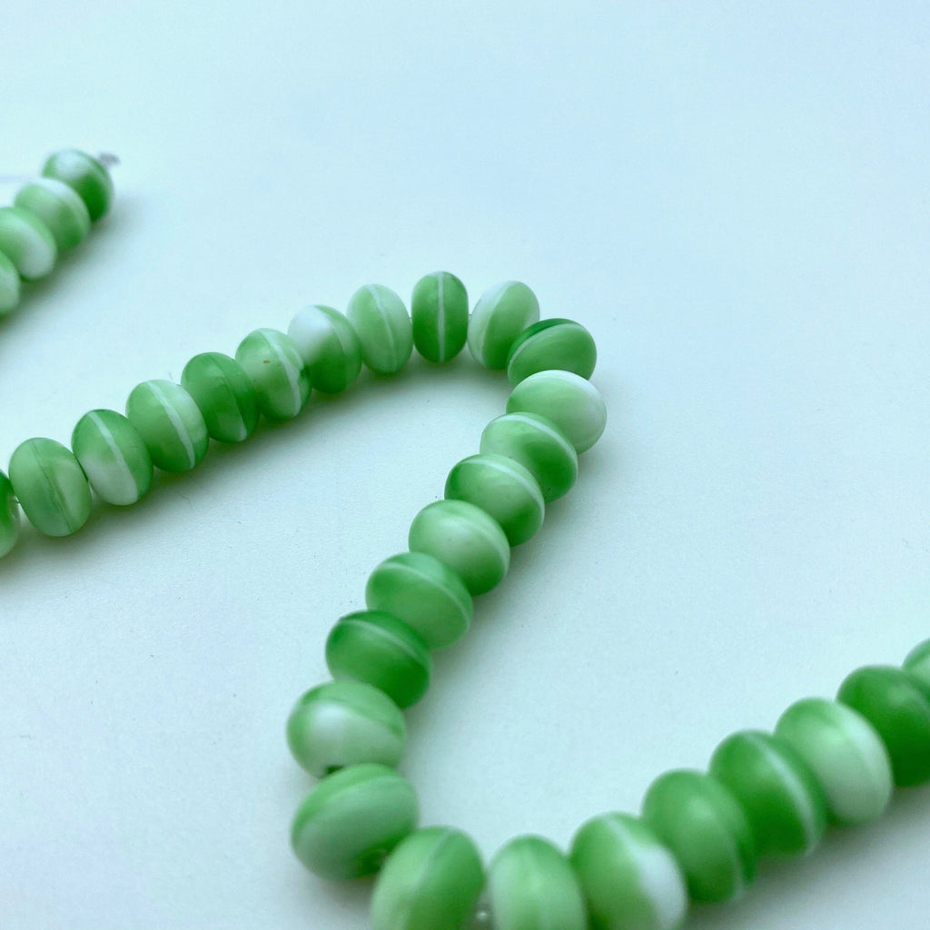 Parakeet Green & White Opaque West German Beads (5x8mm) (GGG2)