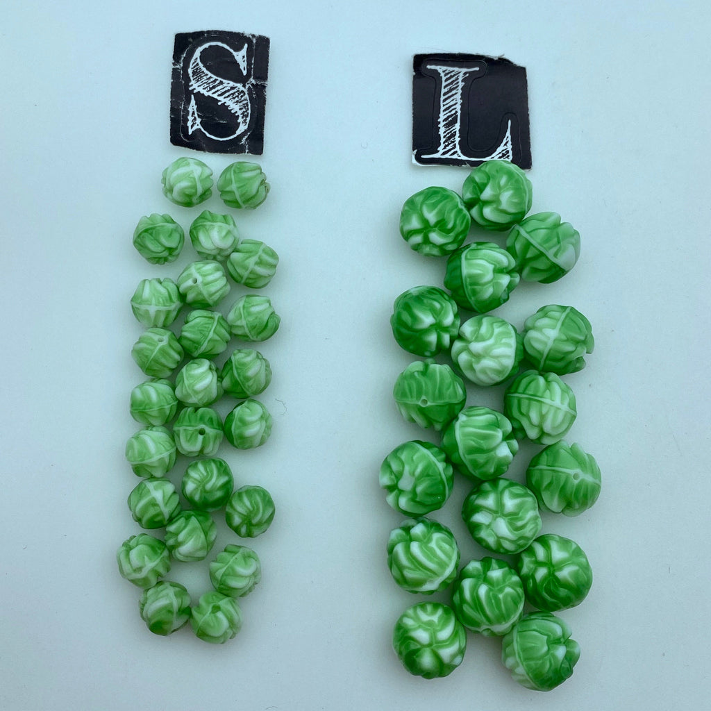 Vintage Bumpy Round Green & White West German Beads (2 Variations) (GGG18)