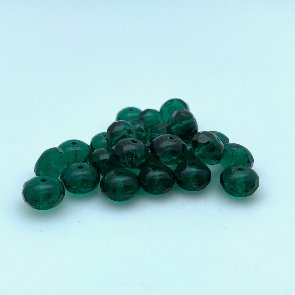 Sage Green Fire Polished Faceted Rondelle Czech Glass Beads (6x8mm) (GCG72)