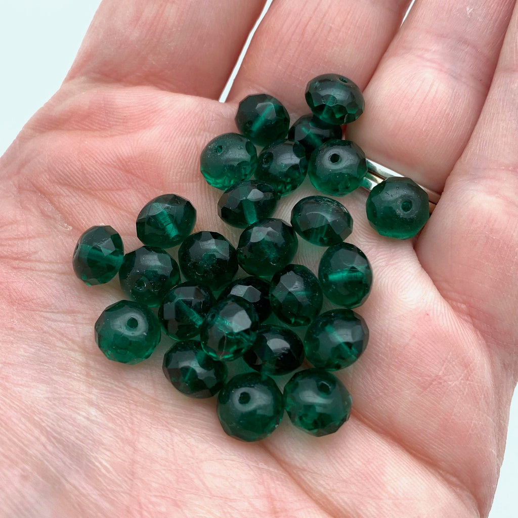 Sage Green Fire Polished Faceted Rondelle Czech Glass Beads (6x8mm) (GCG72)