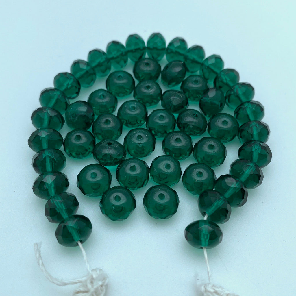 Sage Green Fire Polished Faceted Rondelle Czech Glass Beads (6x8mm) (GCG72)