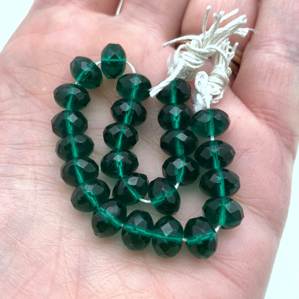 Sage Green Fire Polished Faceted Rondelle Czech Glass Beads (6x8mm) (GCG72)