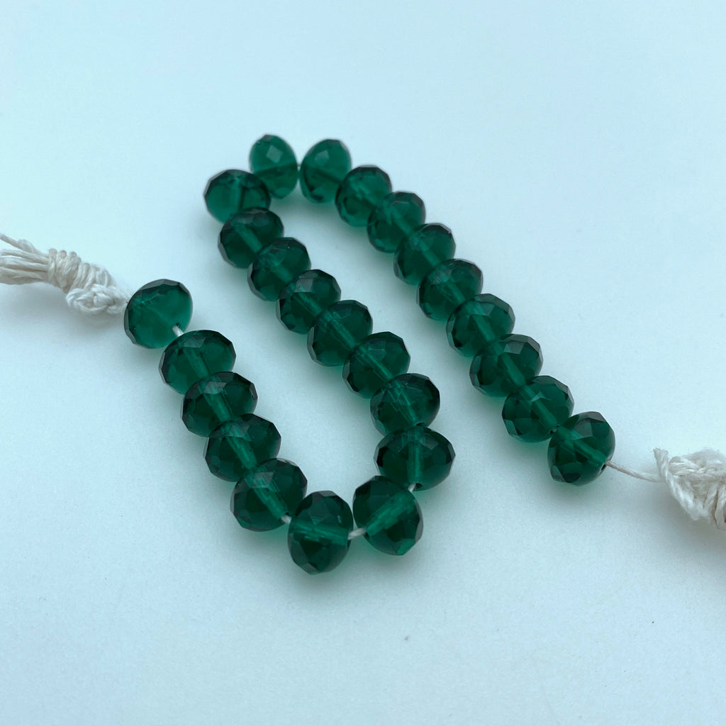 Sage Green Fire Polished Faceted Rondelle Czech Glass Beads (6x8mm) (GCG72)