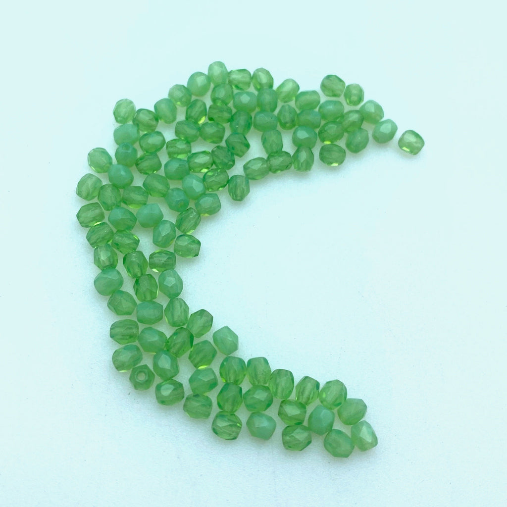 Faceted Mint Green Czech Glass Beads (3mm) (GCG82)
