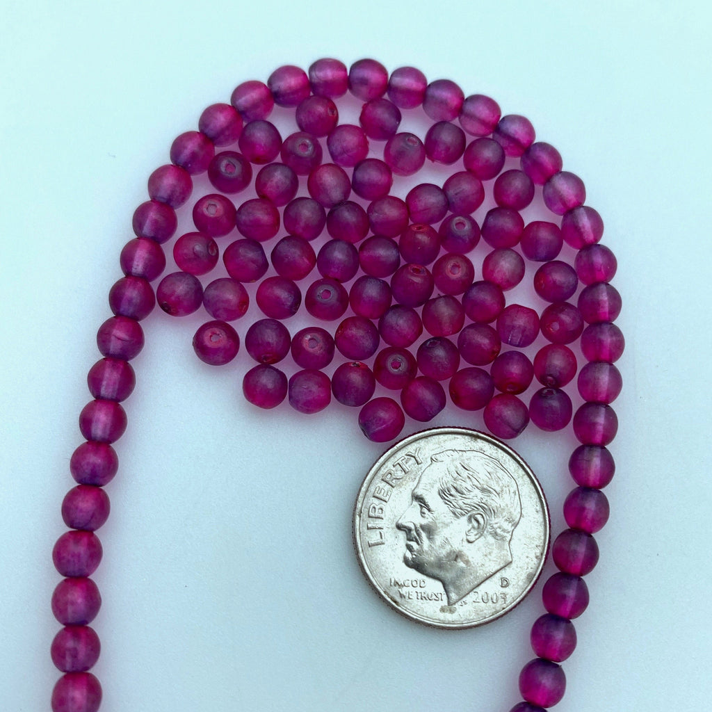 Vintage UV Painted Purple & Pink Czech Glass Beads (4mm) (PUCG4)