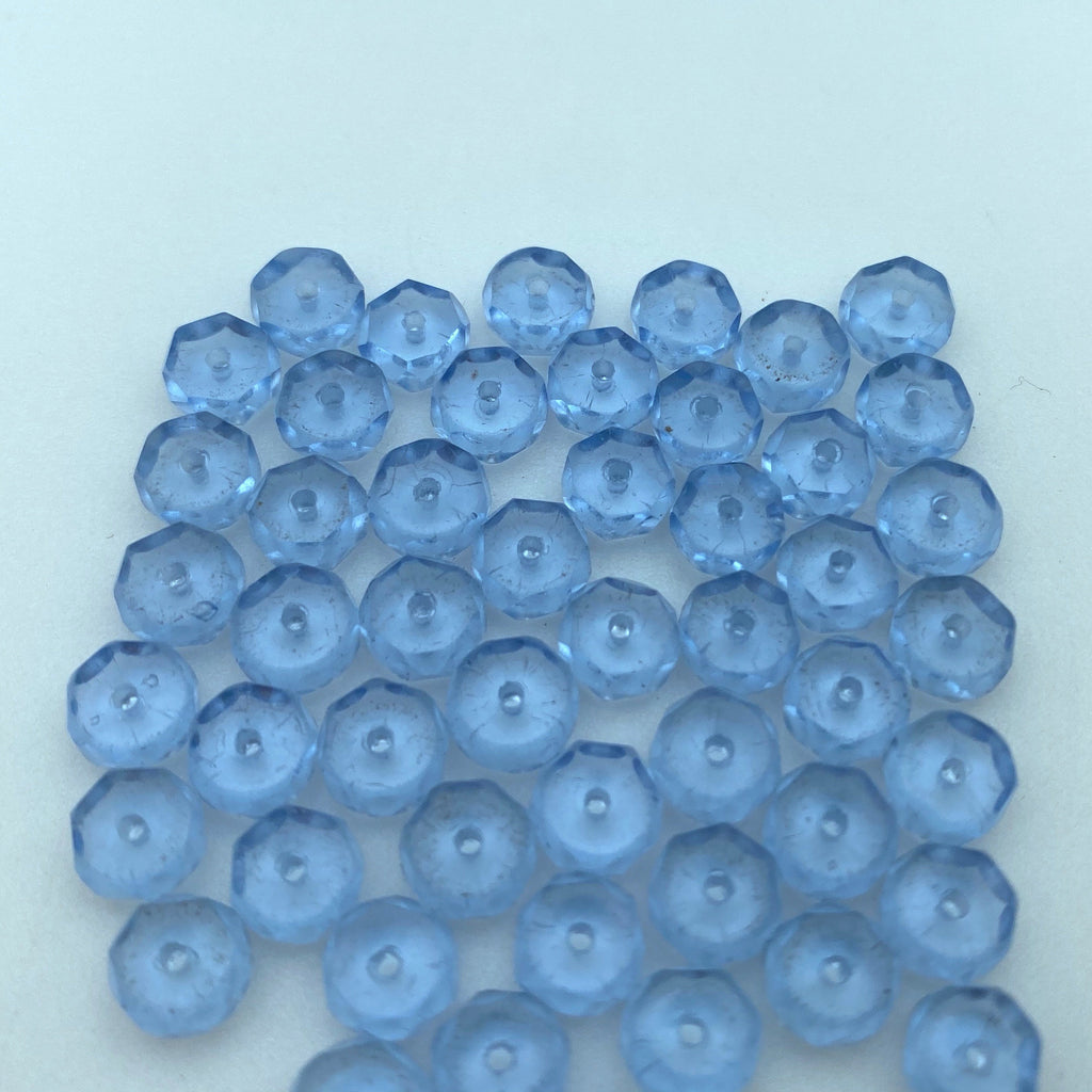 Faceted Maya Blue Czech Glass Disc Spacer Beads (3x6mm) (BCG119)
