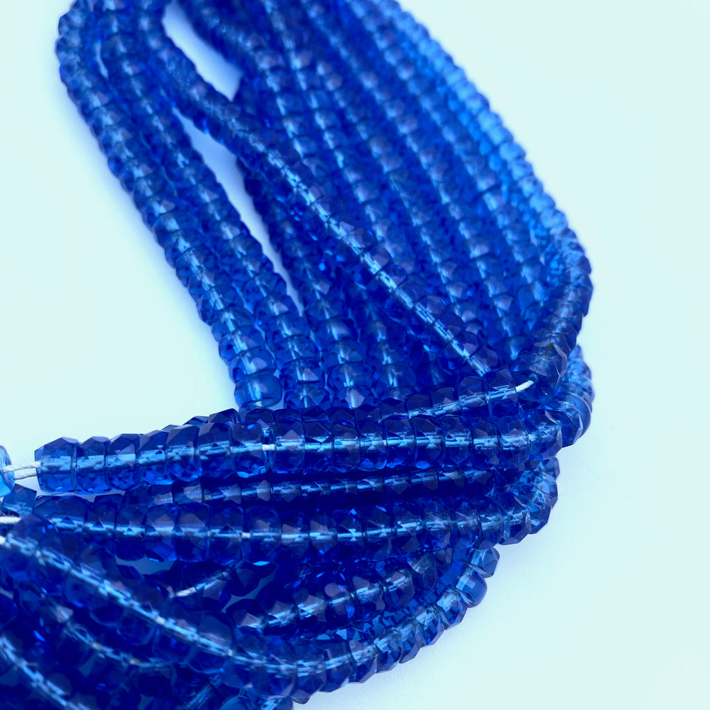 Faceted Denim Blue Czech Glass Disc Spacer Beads (3x6mm) (BCG120)