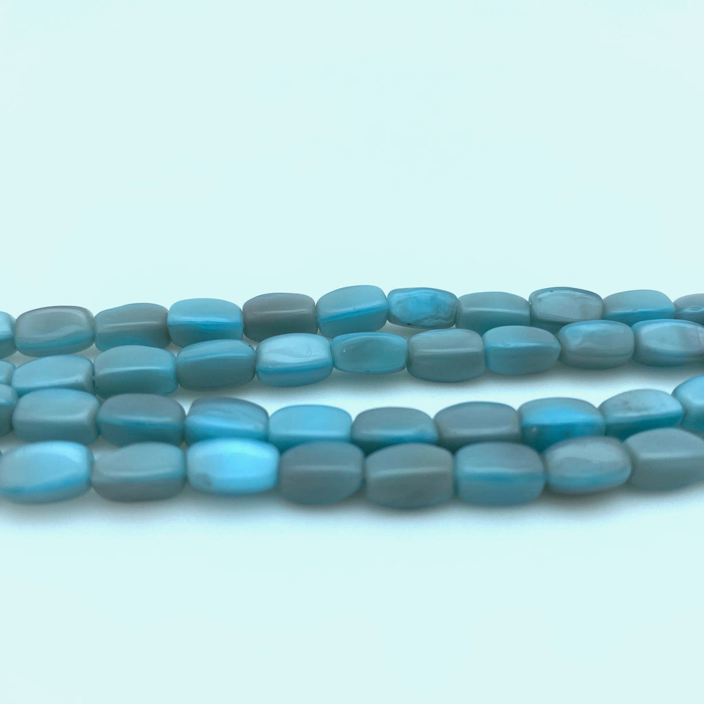 Opaque Baby Blue & Light Gray Czech Glass Tube Beads (4x8mm) (BCG133)