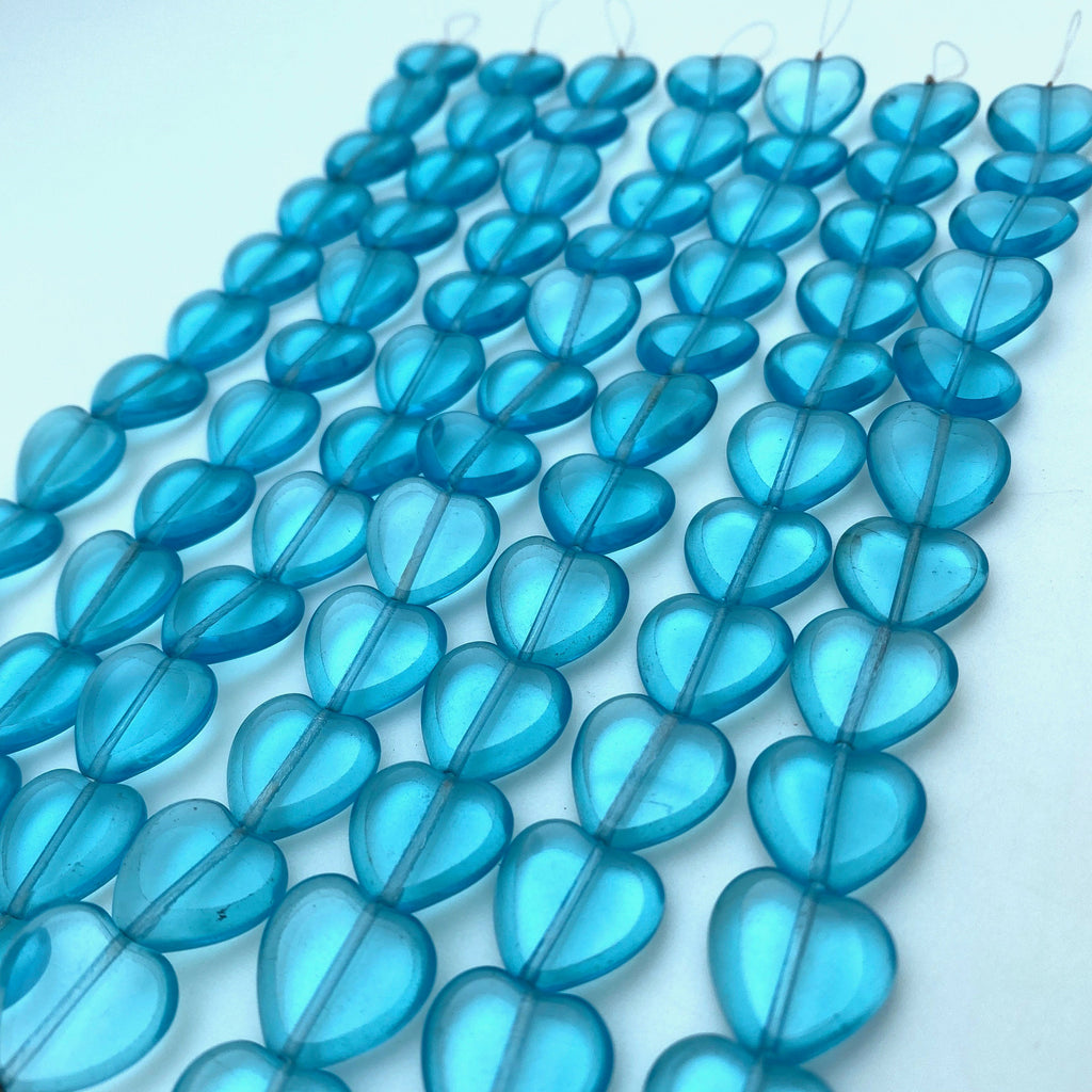 Transparent Light Blue Czech Glass Heart Beads (14x15mm) (BCG144)