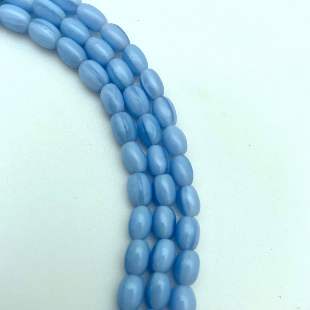 Vintage Light Blue Opaque Oval Czech Glass Beads (5x7mm) (BCG105)