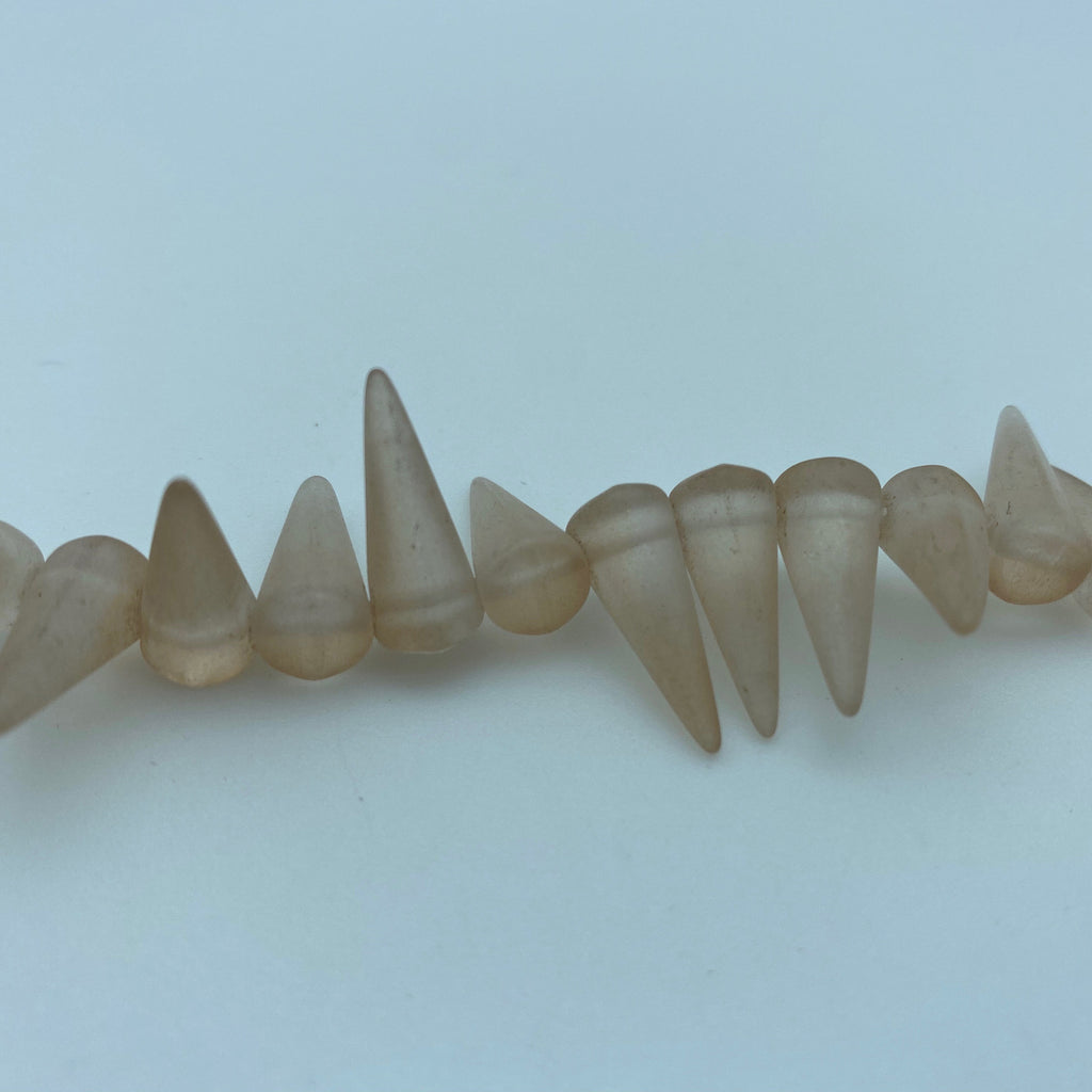 Frosted Translucent Off-White Czech Glass Spike Beads (7x17mm) (SCG123)
