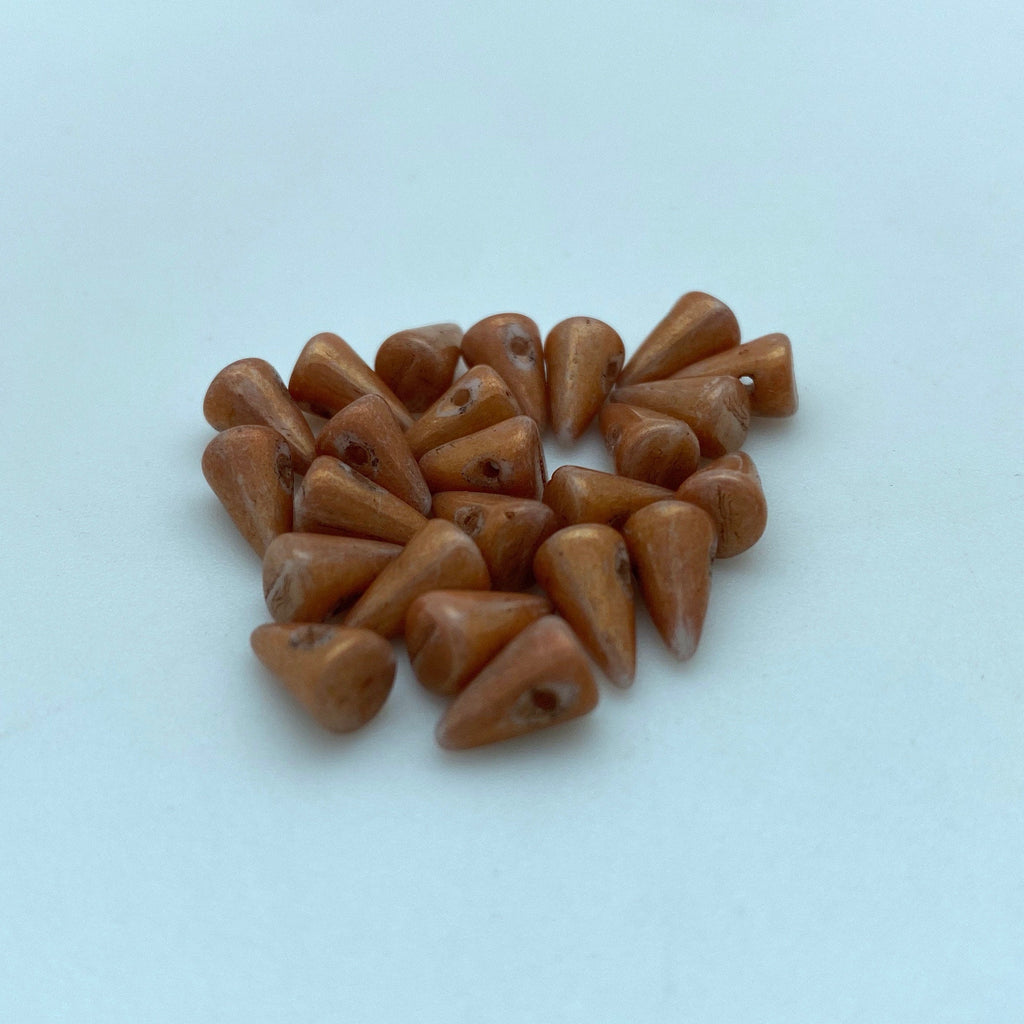 Fire Polished Almond Brown Czech Glass Spike Beads (5x8mm) (SCG145)
