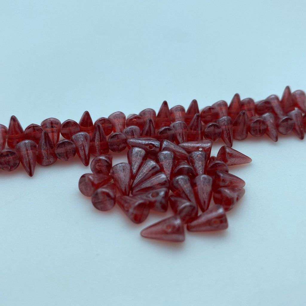Cardinal Red Czech Glass Spike Beads (5x8mm) (SCG149)