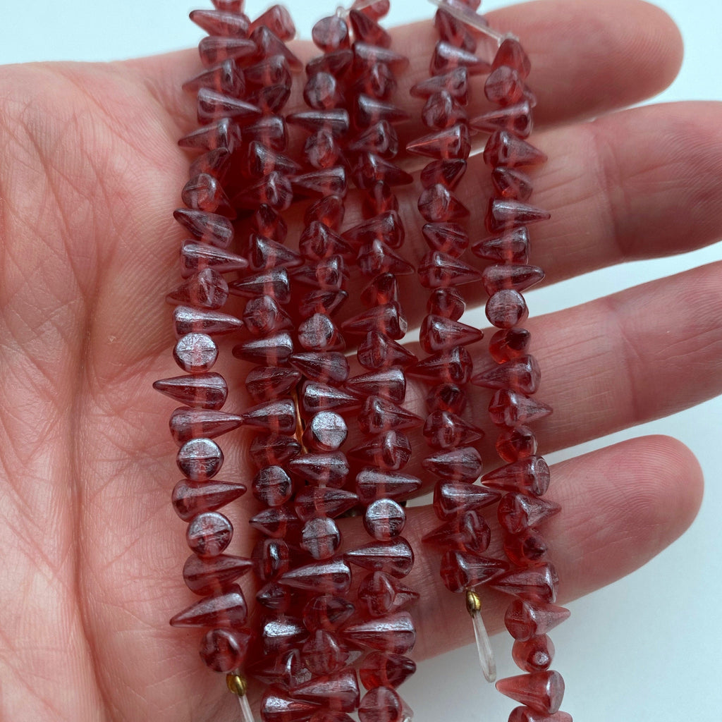 Cardinal Red Czech Glass Spike Beads (5x8mm) (SCG149)