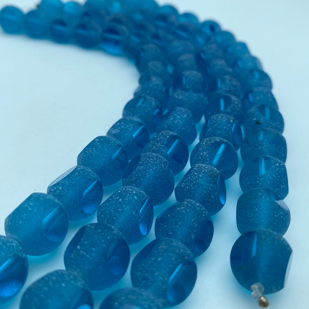Frosted Vibrant Blue Round Table Cut Czech Glass Beads (12mm) (SCG171)