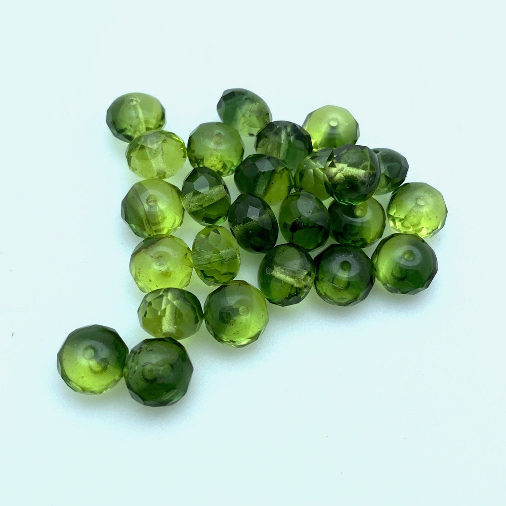 Faceted Vibrant Green Rondelle Czech Glass Beads (6x9mm) (GCG74)