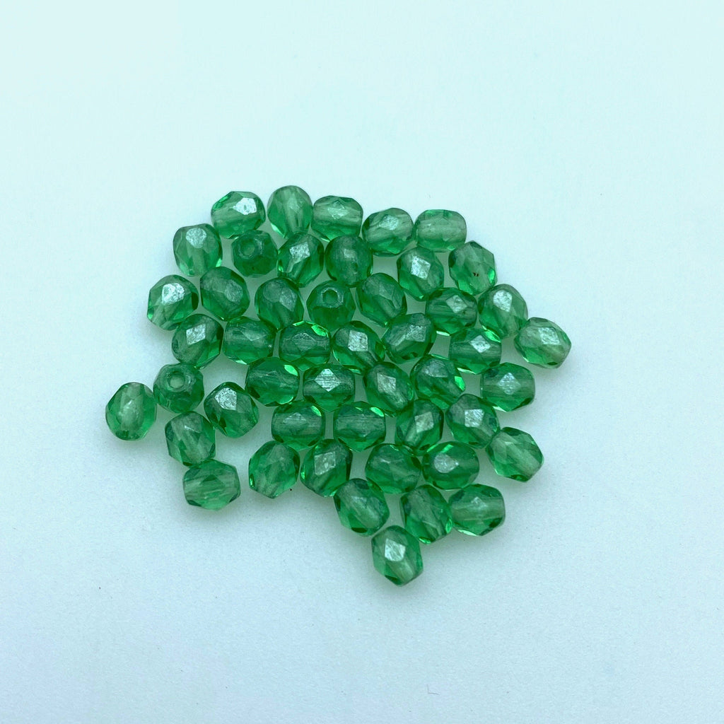 Faceted Paris Green Czech Glass Spacer Beads (4mm) (GCG90)