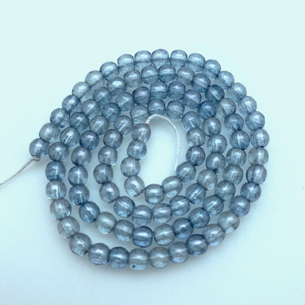 Vintage Air Force Blue Round Czech Glass Beads (4mm) (BCG113)