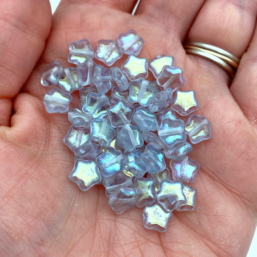 Faceted Light Blue Moonstone Color Czech Glass Beads (7x8mm) (BCG131)